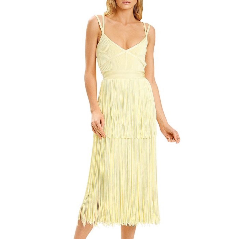 Herve Leger Geometric Fringe Cocktail Dress sz Large